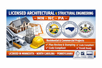 license architectural and structural engineering  stamp plan minnesota, nc, pa