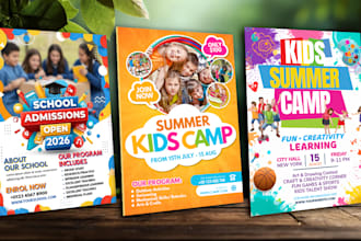 design kids party, summer, winter camp, festival, birthday