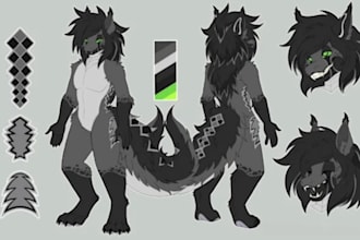 create a detailed furry reference sheet for your fursona