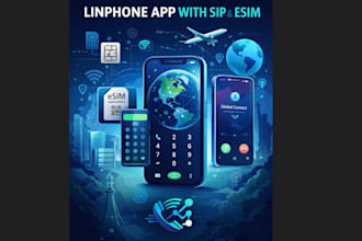 build esim travel global app, softphone, calling, linphone app with sip, esim