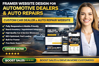 framer website design for automotive dealers website and autos repairs website