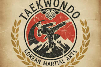 design a powerful vintage taekwondo logo