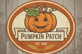 design a charming vintage pumpkin logo