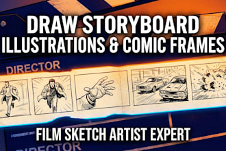 draw storyboard illustration comic book frames sketches film animation panel ads