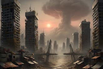 design realistic post apocalyptic ruins and environment