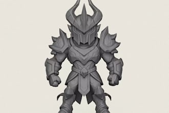 do 3d knight warrior character, 3d fantasy model toys,3d action figure in zbrush