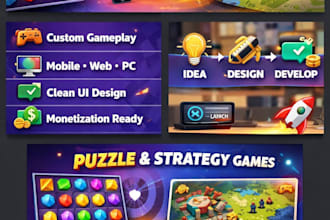 develop addictive puzzle and strategy games for mobile, web, or PC