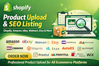 do shopify etsy bonanza amazon product upload research seo listing optimization