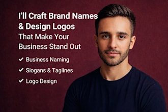 brainstorm catchy business name, brand name, product name tagline and logo