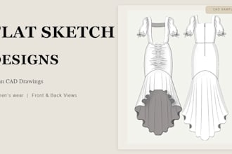 draw clean fashion flat sketches for your clothing designs