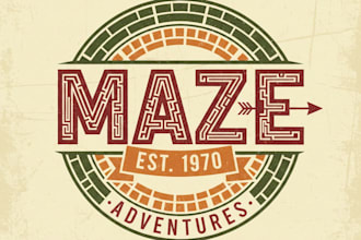 design a clever vintage maze logo