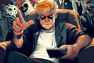 create political cartoon illustration with satire