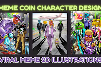 draw custom meme arts, freehand digital illustration for meme coin art 2d mascot