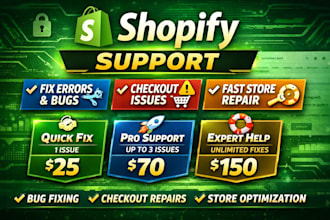provide expert shopify support, fix errors checkout issues