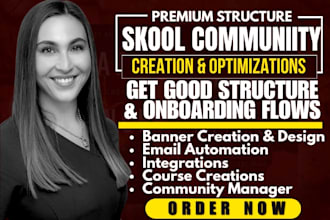 build engaging skool community setup, course creation and community structure