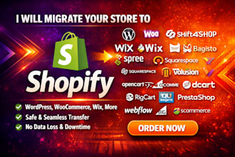 migrate volusion ecwid shift4shop wix wordpress squarespace to shopify store