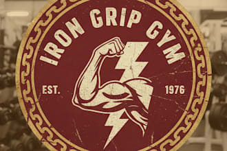 design a powerful vintage fitness logo
