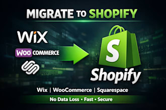 migrate wix, woocomerce, squarespace to shopify store without data loss