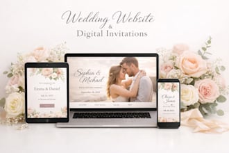 design wedding website, wedding invitation, birthday or baby shower invitation