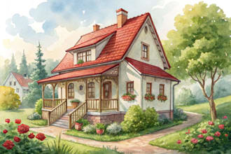 create a hand painted watercolor house portrait or buildings