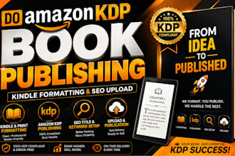 do amazon KDP book publishing, kindle formatting, and SEO upload
