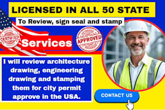 provide pe stamp, mep stamp, architectural stamp, engineering stamp, city permit