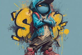 draw cool cartoon character, graffiti character