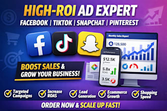 create facebook tiktok snapchat pinterest ads campaigns manager to grow sales