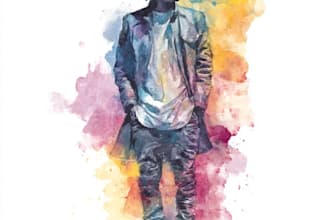 hand drawn artistic watercolor art