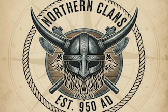 design a fierce vintage viking helmet logo