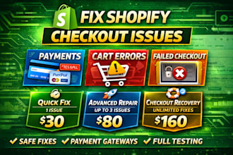 fix shopify checkout issues and payment errors