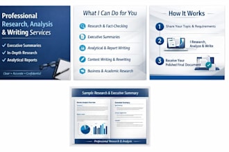 do professional research, analysis, executive summaries and writing