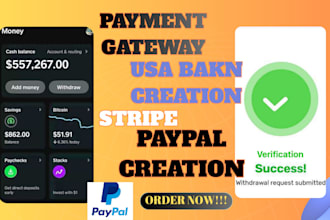 create paypal and USA bank with stripe