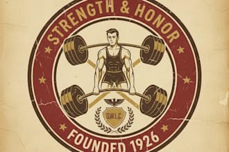 design a powerful vintage weightlifting logo
