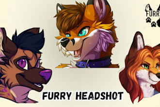 draw furry pfp, furry headshot, furry sticker, furry oc, furry icon fursona ych