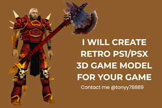 create retro ps1 low poly 3d model and n64 3d model retro character