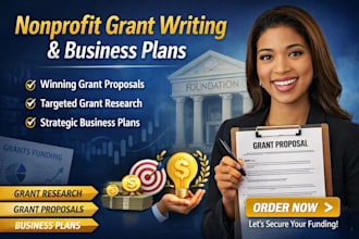 write federal, foundation grant applications, nonprofit business plan startups