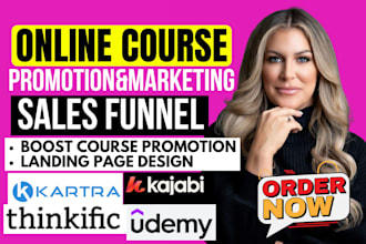 udemy online course promotion, kajabi teachable squarespace course marketing