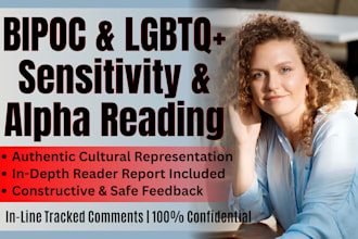be your bipoc and lgbtq sensitivity reader and alpha reader for manuscript