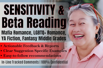 sensitively beta read mafia, ya romance, middle age, lgbtq book or manuscript