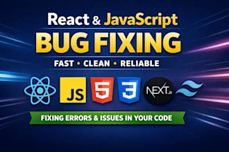fix bugs in react and javascript within 24 hours