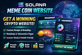 design a solana meme coin website with roadmap and tokenomics page