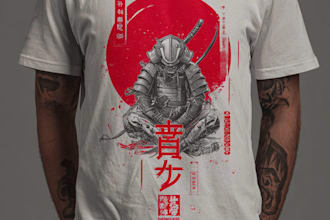 create vintage japanese illustration for clothing tshirt