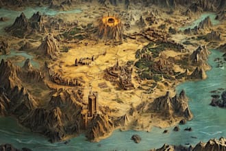 do a high quality detailed fantasy map for dnd and fiction