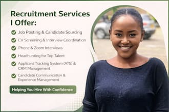 post job ads, screen cvs, headhunt on linkedin and interview