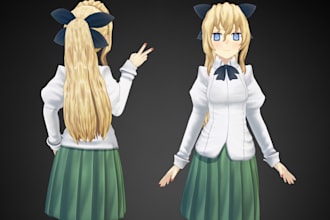 create vr chat avatar, vr character, 3d character model, vroid model, vtuber