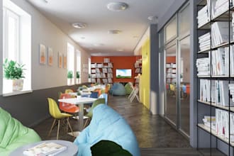 design 3d school interior designs for learning spaces,3d stem lab, libraries