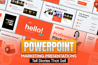 design pitch deck and marketing presentations in powerpoint