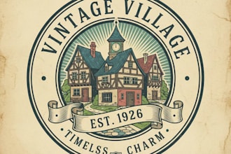 design a charming vintage village logo