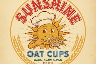 design a nostalgic vintage cereal logo